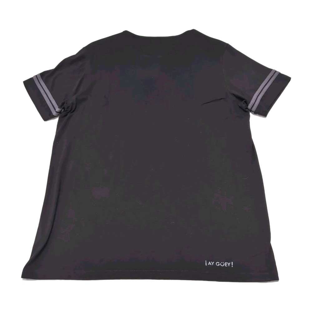 Sugar Skull Embellished T-Shirt Womens L Black/Multicolor Long Day of the Dead - Picture 5 of 13